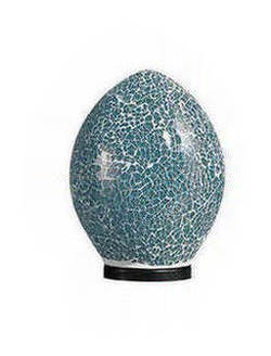 Teal Glass Mosaic Egg Lamp
